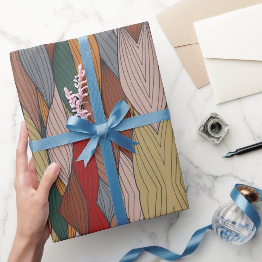 Groot uniek patroon met roze Oranje bruin groen Cadeaupapier (Geschenken)