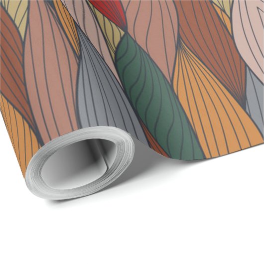 Groot uniek patroon met roze Oranje bruin groen Cadeaupapier (Rol Hoek)