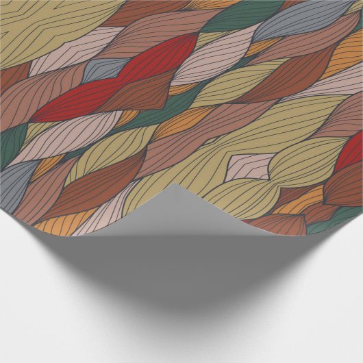 Groot uniek patroon met roze Oranje bruin groen Cadeaupapier (Hoek)