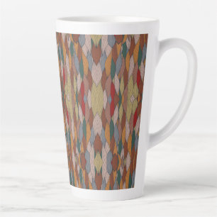 Groot uniek patroon met roze Oranje bruin groen Latte Mok