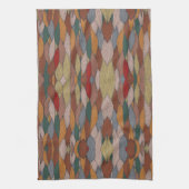 Groot uniek patroon met roze Oranje bruin groen Theedoek (Verticaal)