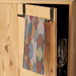 Groot uniek patroon met roze Oranje bruin groen Theedoek