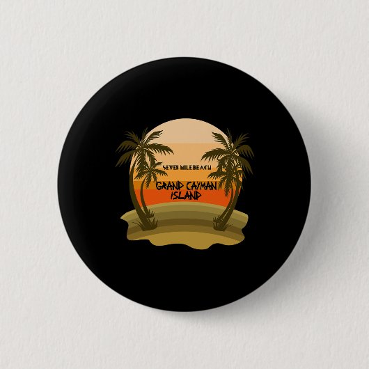 Groot vakantie-eiland Kaaimaneiland Seven Mile Bea Ronde Button 5,7 Cm (Voorkant)