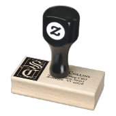 Groot vast monogram retouradres rubberstempel (Stempel)