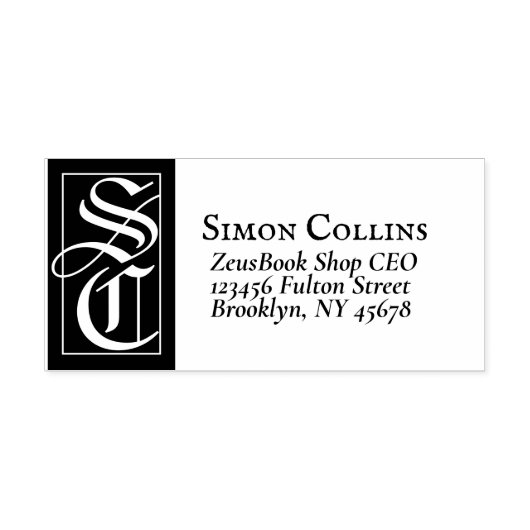 Groot vast monogram retouradres rubberstempel (Afrduk)