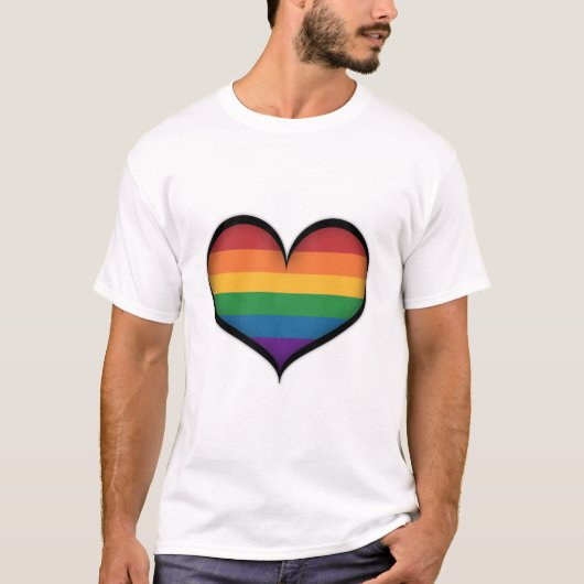 Groot vectorhart in LGBTQ regenboogpride vlag T-shirt (Voorkant)