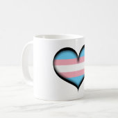 Groot vectorhart in transgendergekleurde vlag koffiemok (Voorkant links)