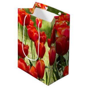 Groot veld rode tulpen medium cadeauzakje