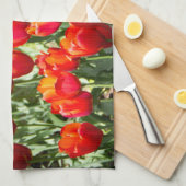 Groot veld rode tulpen theedoek (Quarter Fold)