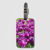 Groot veld van paarse tulpen bagagelabel (Voorkant (verticaal))