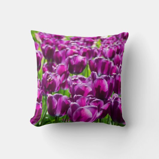 Groot veld van paarse tulpen kussen (Voorkant)