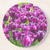 Groot veld van paarse tulpen zandsteen onderzetter (Voorkant)