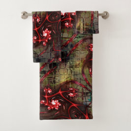 Groot verband tussen vreemd fractal over verouderd bad handdoek