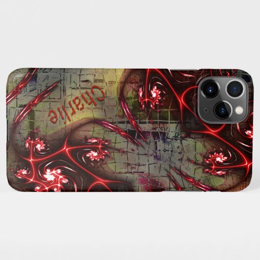 Groot verband tussen vreemd fractal over verouderd iPhone hoesje (Achterkant horizontaal)