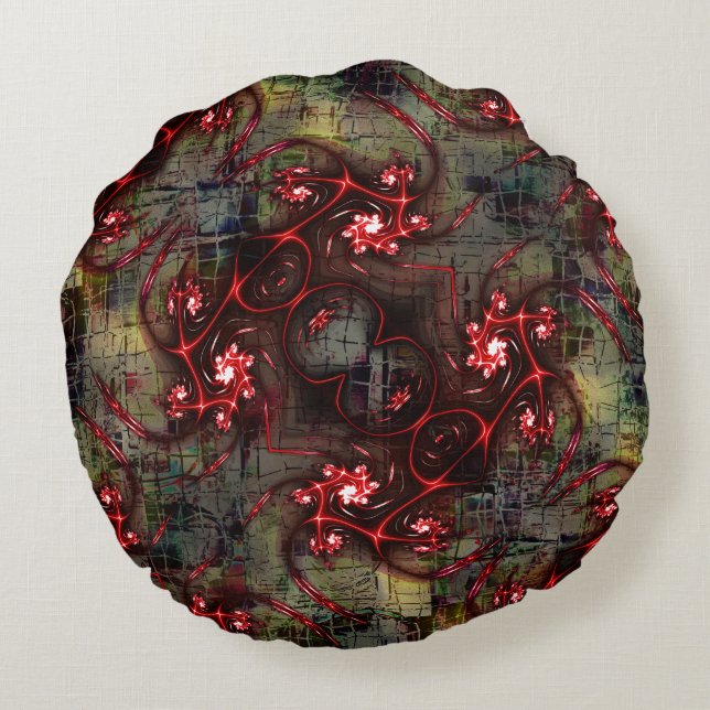 Groot verband tussen vreemd fractal over verouderd rond kussen (Achterkant)