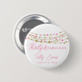 Groot verjaardagsfeestbadge roze ronde button 5,7 cm (Voorkant /achterkant)
