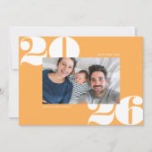 Groot vet jaar nieuwjaar foto goudsbloem geel feestdagenkaart (Voorkant)