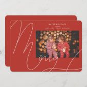 Groot vet leuk rood Sinaasappel script vrolijke va Feestdagenkaart (Voorkant / Achterkant)