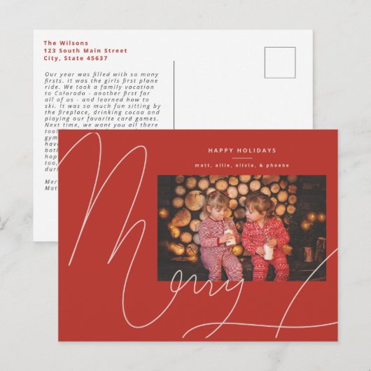 Groot vet leuk script vrolijke vakantie feestdagenkaart (Voorkant / Achterkant)