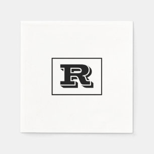 Groot vet omlijnd zwart monogram, wit servet