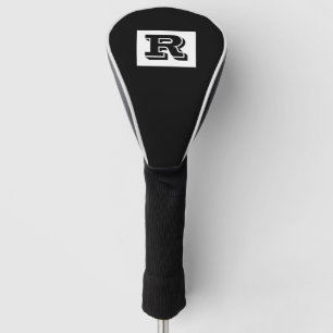Groot vet omlijnd zwart monogram, zwarte golf hoof golfheadcover