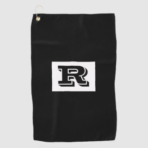Groot vet omlijnd zwart monogram, zwarte golfhandd golfhanddoek