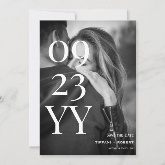 Groot vet script Sla de datum fotokaart op Save The Date (Voorkant)