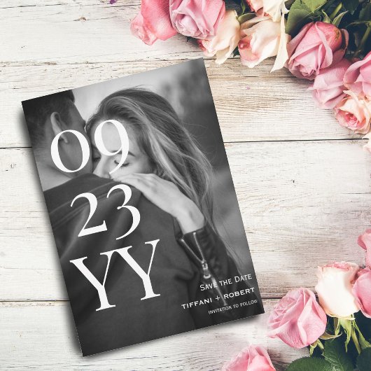 Groot vet script Sla de datum fotokaart op Save The Date