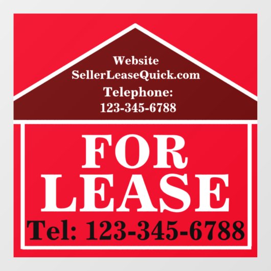 GROOT VET TE HUUR Aangepast vastgoed Raamsticker (Vel)