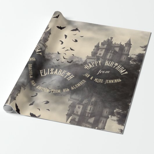 Groot Victoriaans Gotisch  Dracula's Castle Cadeaupapier (Uitgerold)