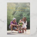 Groot, volledig voor fototypemachinetekst, goud folie feestdagenkaart<br><div class="desc">Cute Minimalist Script Typewriter-tekst Volledige foto Gold Foil Holiday Card</div>