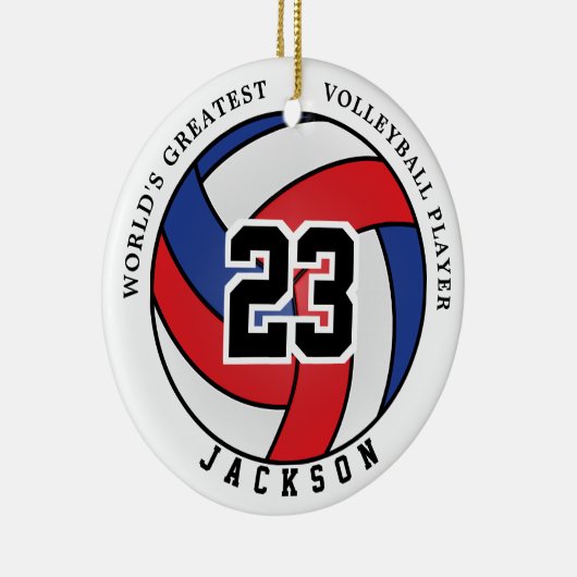 Groot 🏐 Volleybal rood, wit en blauw Keramisch Ornament (Rechts)