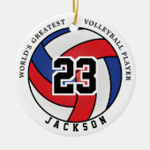 Groot 🏐 Volleybal rood, wit en blauw Keramisch Ornament (Voorkant)