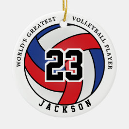 Groot 🏐 Volleybal rood, wit en blauw Keramisch Ornament