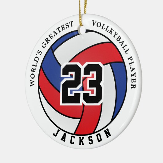 Groot 🏐 Volleybal rood, wit en blauw Keramisch Ornament (Links)