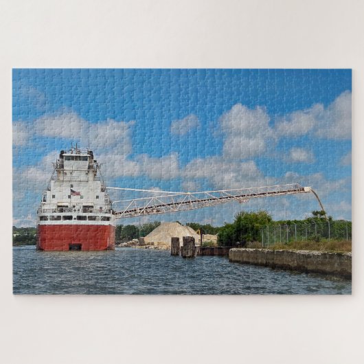 Groot vrachtschip van de Grote Meren lost steen Legpuzzel (Horizontaal)