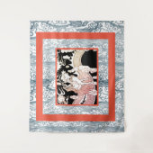 GROOT WANDTAPIJT MET DRAAK EN JAPANS GOLFPATROON WANDKLEED (Voorkant)