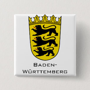 Groot wapen van de deelstaat Baden-Württemberg Kun Vierkante Button 5,1 Cm