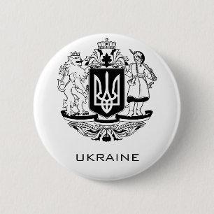Groot Wapen van Oekraïne Monochroom Fijne Kunst Ronde Button 5,7 Cm