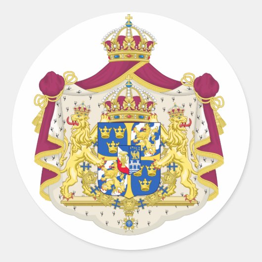 Groot wapen van Zweden Ronde Sticker (Voorkant)