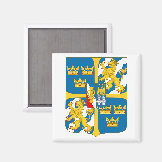 Groot wapenschild van Zweden Magneet (Voorkant / Achterkant)