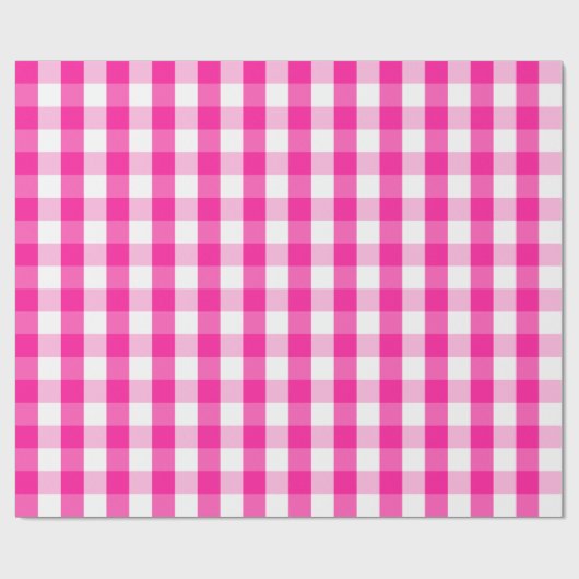 Groot warm roze en wit gingham pakpapier (Vlak)