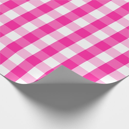 Groot warm roze en wit gingham pakpapier (Hoek)