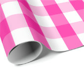 Groot warm roze en wit gingham pakpapier (Rol Hoek)