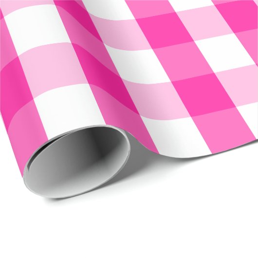 Groot warm roze en wit gingham pakpapier (Rol Hoek)