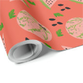 Groot watermeloen en plakjes kunstpatroon cadeaupapier (Rol Hoek)