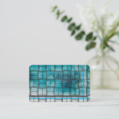 Groot Weave Basket Weave in Turquoise/Grey op een Visitekaartje (Staand voorkant)