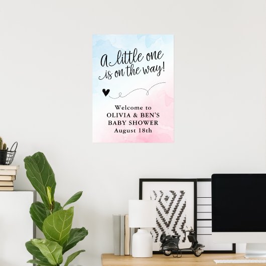 Groot welkomstteken Roze en Blauw Baby shower Poster (Thuiskantoor)