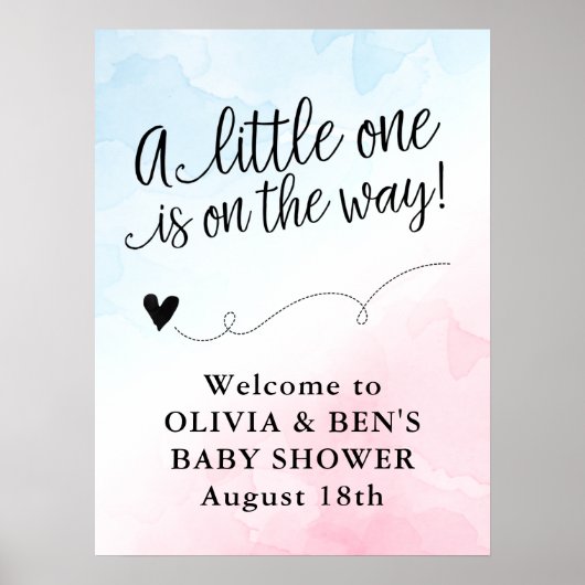 Groot welkomstteken Roze en Blauw Baby shower Poster (Voorkant)
