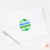 "GROOT WERK!" + Diverse schaduwen van Groene Strip Ronde Sticker (Envelop)